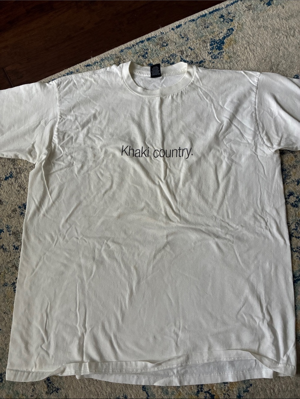 Vintage Y2K White Graphic Tee with 'Khaki country.'